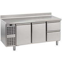 Стол холодильный Electrolux, 2 двери и 2 ящика, 420 л, бортик рабочей поверхности